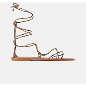 Zara Animal Print Strappy Sandals